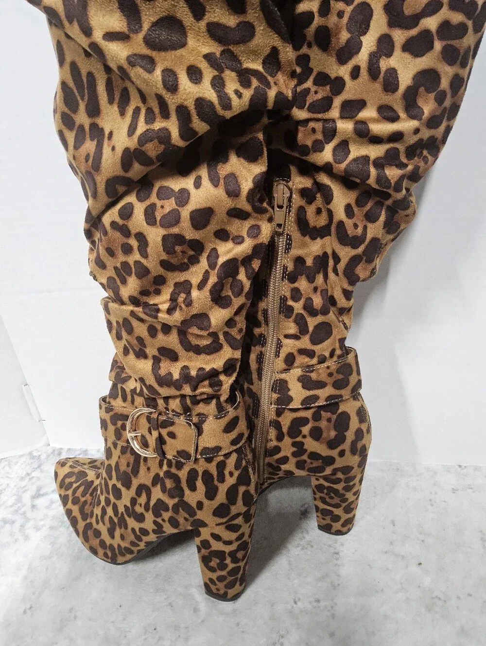 NWOT Size XWC 9 Leopard Print Over-the-Knee Slouch Boot - Animal Print